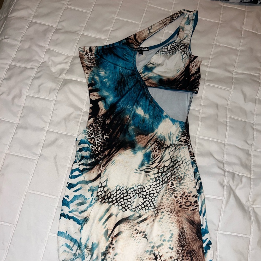 Beautiful mini snake print dress .